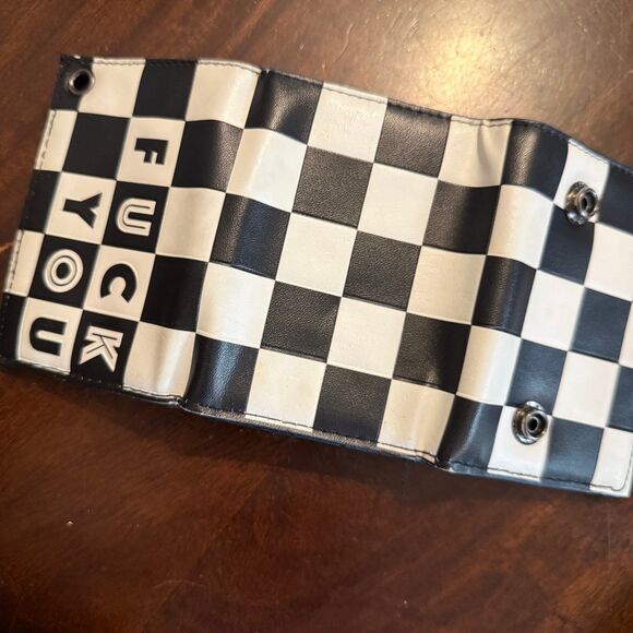 Black & White Checkerboard Statement Wallet Snap Closure - Picture 3 of 7